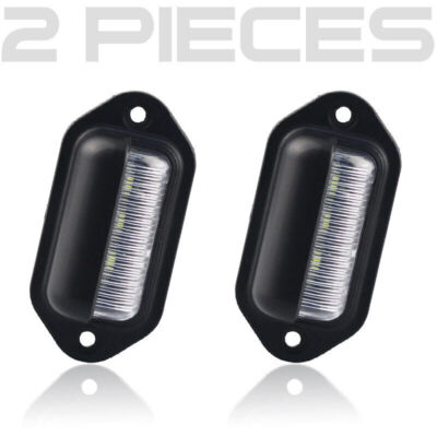 2x Waterproof 6-LED License Plate Lights – Universal For Truck Trailer SUV RV (12V-24V)