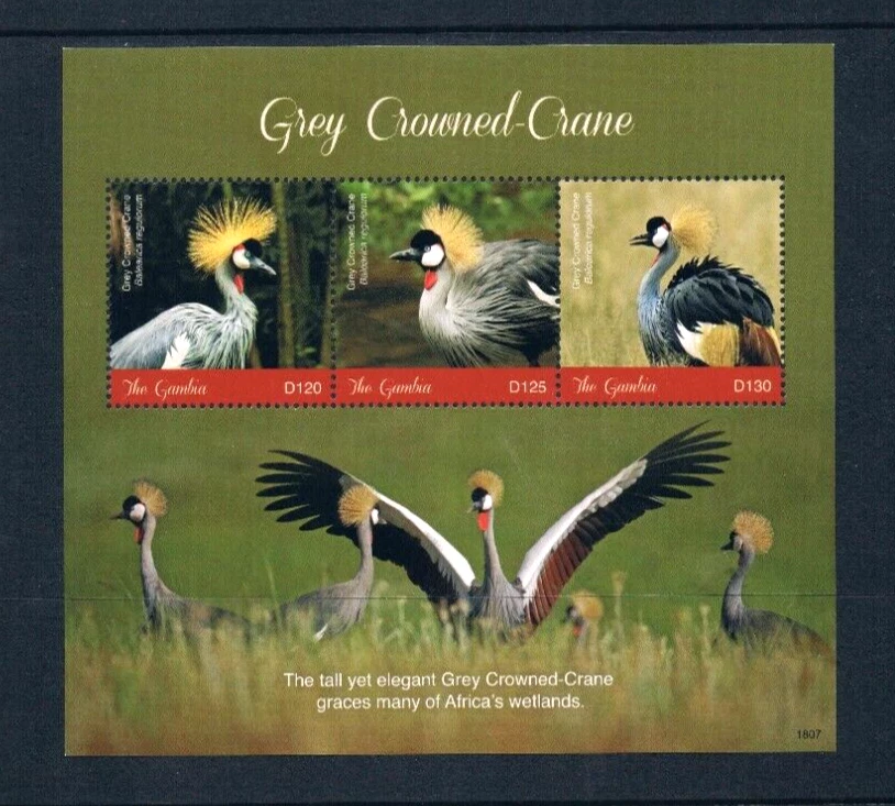$25.00 Scott Value - 2018 GAMBIA Cranes 2 s/s West African Birds CV MNH NH UMM - image 3 of 4