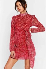 Nasty Gal Wild About It Leopard Mini Dress Size 6 Red Leopard Women Regular