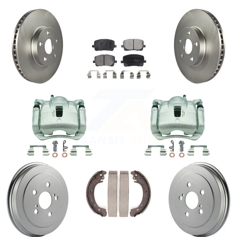 Upgrade Your Vehicle with Premium Front & Rear Disc Brake Caliper Kit featuring Coated Rotors, Drums, and Semi-Metallic Pads for Enhanced Performance