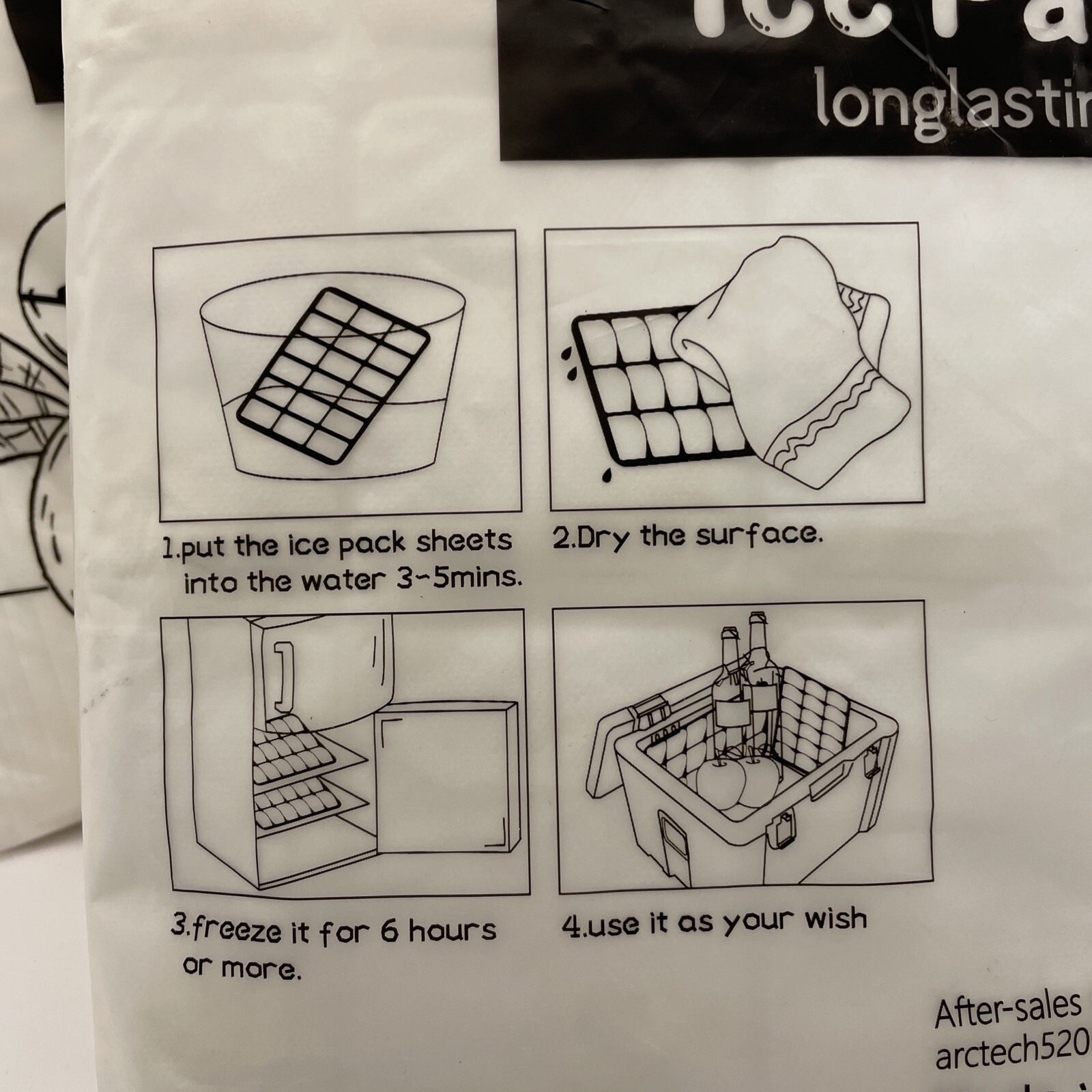 4 Pack!! ARCTECH Dry Ice Packs for Coolers Lunch Box Shipping Etc, 40