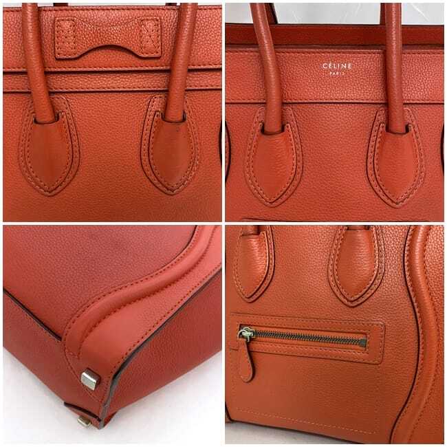 Celine Tote Bag Luggage Nano Shopper F-21153 Orange Red
