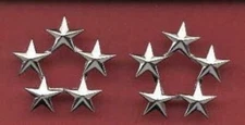 Pair of 5 Five Star General's Rank insignia badges with silver finish