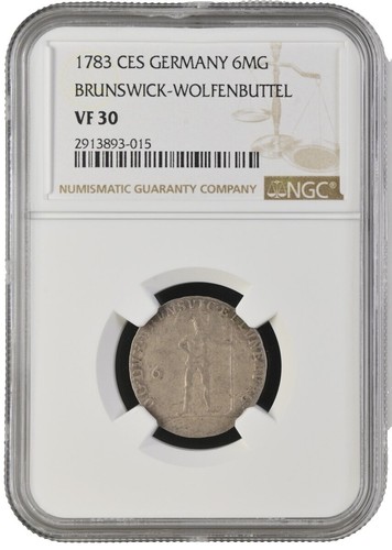 1747 GERMANY SILVER 6 KREUZER 6K WURTTEMBERG DUKE KARL EUGEN NGC