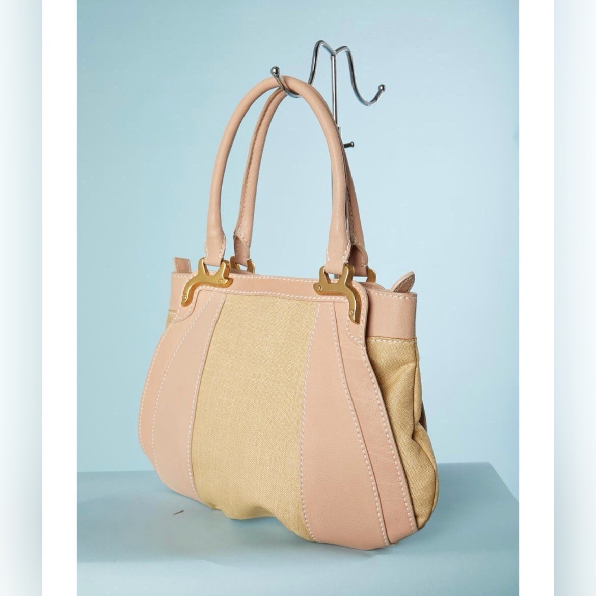 Valentino Garavani vintage pink leather and organza flowers