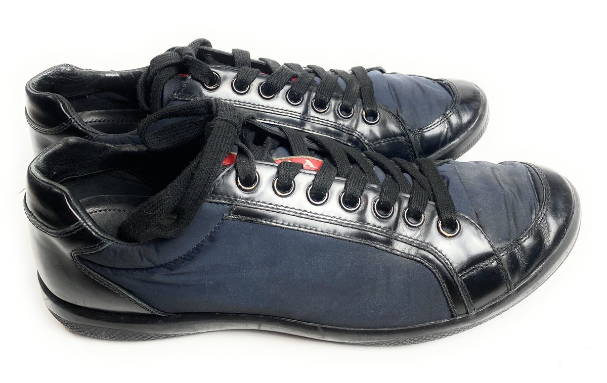 Prada Leather Shoes Sneaker Black Blue Men Size 8 | eBay Prada Leather Shoes Sneaker Black Blue Men Size 8 | eBay