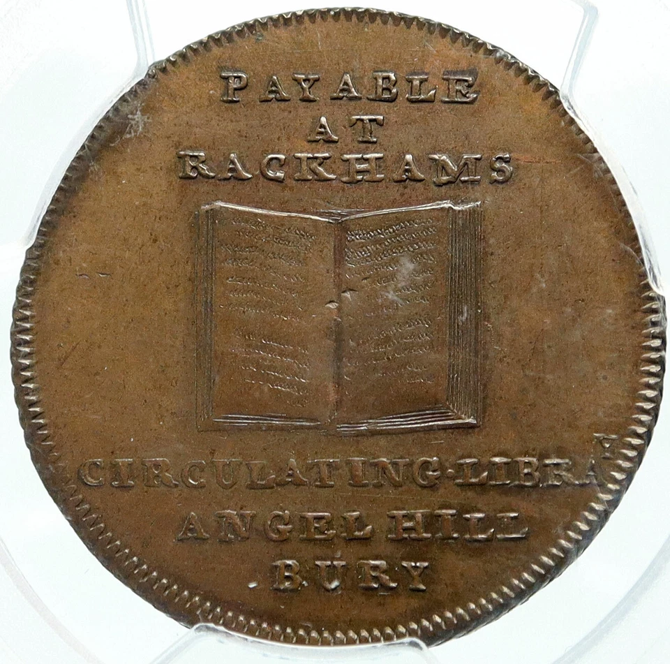 1790 ENGLAND UK Suffolk Bury Abbey Gate Antique 1/2 P Conder Token PCGS i84019 - Image 2 of 4