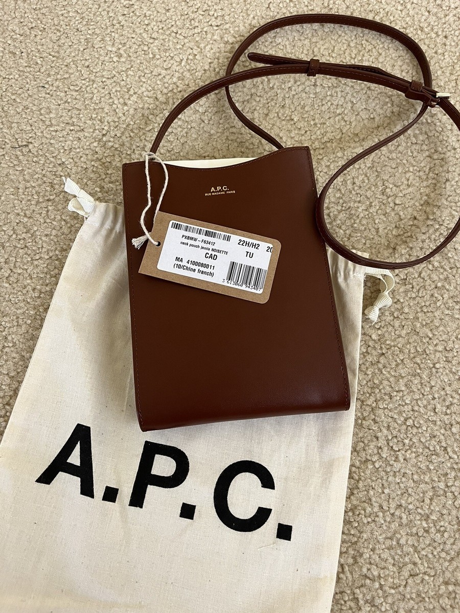 NWT APC Jamie Chestnut Leather Phone Neck Pouch crossbody Bag 