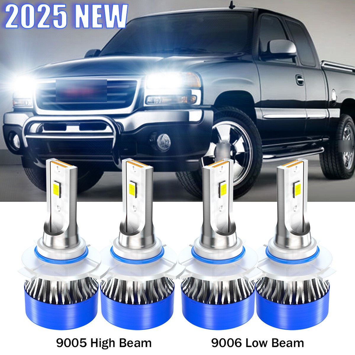 6500K LED Headlight High/Low Bulbs For GMC Sierra 1500 2500 C/K Pickup 1999-2006 - Foto 5