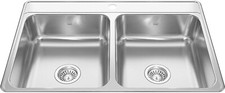 Kitchen Sink CDLA3322-6-1N 33-in LR x 22-in FB x 6-in DP Drop in Double Bowl 1