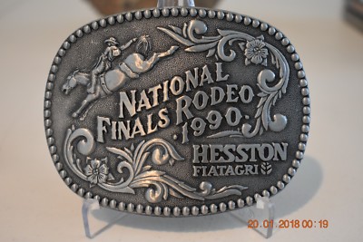 1990 NATIONAL FINALS RODEO HESSTON FIATAGRI BELT BUCKLE  display picture 2