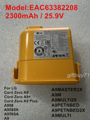 EAC63382208 Vacuum Cleaner Battery 2300mAh For LG Cord Zero A9,A9+,A9 Plus,A9