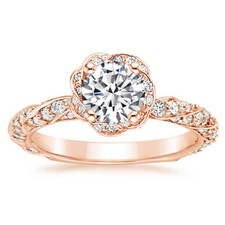 1.10 Ct Round Cut Real Moissanite Engagement Ring 14K Solid Rose Gold Size 6 7 8