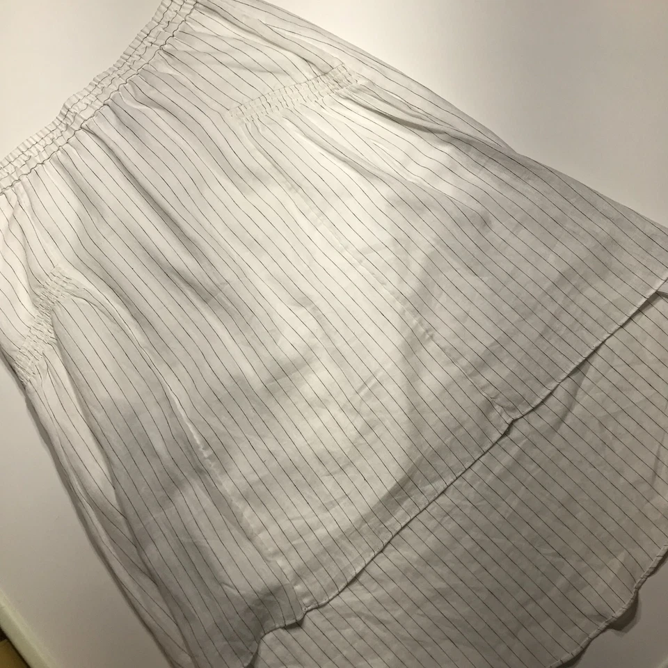 Mossimo Skirt Womens XL White Pinstripe Hi-Low Hem Linen Cotton Blend Pull On - Image 3 of 4