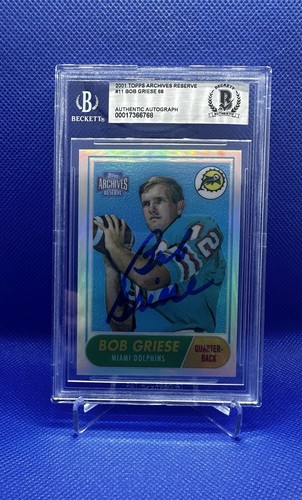 2001 Topps Archives Reserve Bob Griese Signed Auto Beckett Bas Rare 