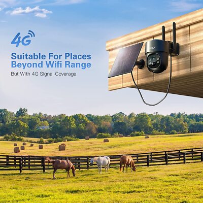Xega 4G LTE Cellular Security Camera Solar with SIM Card,Wireless Camera No WiFi