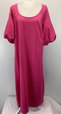 eShakti Pink Maxi Shift Dress Sz 1X 18W Plus Puff Short Sleeves