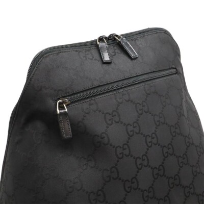 GUCCI GG nylon canvas backpack rucksack leather black 179606 | eBay