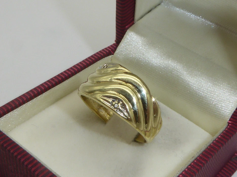 333 Gold Ring 8K Gelbgold Diamant breiter Bandring 3,94 g RG 58 - 18,4 mm 5934a - Bild 2 von 4