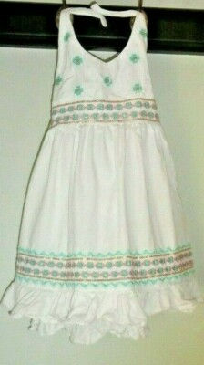 BlueBeri Boulevard Girls Size 24 Months White Embroidered Sequin Halter  Dress 