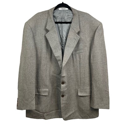 Cerruti 1881 Couture Mens Wool Sports Coat 2 Button Herringbone Beige Black 50R