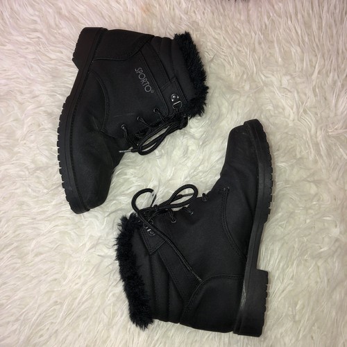 SPORTO INSULATED Womens Black Fur Lined Ankle Snow Winter Boots Sz 7M - Picture 6 of 9