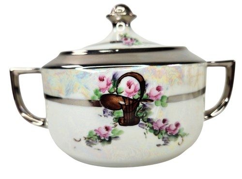 WUNDERSCHÖNES um 1920 T.JORGENSEN HANDBEMALTES PORZELLAN 34-teiliges TEESERVICE SILBER KORB ROSEN - Bild 15 von 21