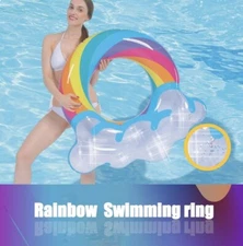 Inflatable Glitter Rainbow Ring 41.5x40.5 New