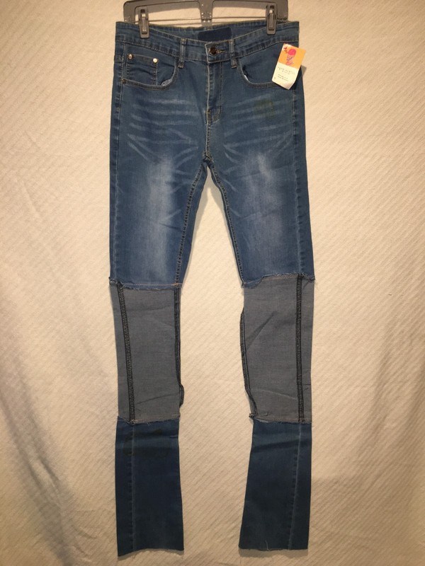 NEW PERSPECTIVE BRAND SIZE 30X40" UNHEMMED 5 POCKET SOFT DENIM BLUE CUSTOM JEANS