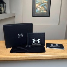Balenciaga x Under Amour Black Leather Card Holder - Authentic - Brand New