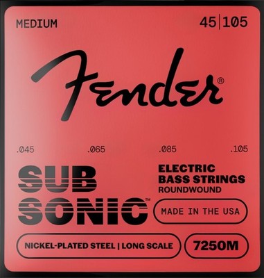 Fender 7250M NPS Roundwound Electric Bass Strings, Long-Scale MEDIUM 45-105