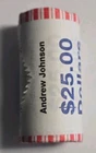 2011 Andrew Johnson Presidential Dollar OBW 25 Coin BU Bank Wrapped Roll