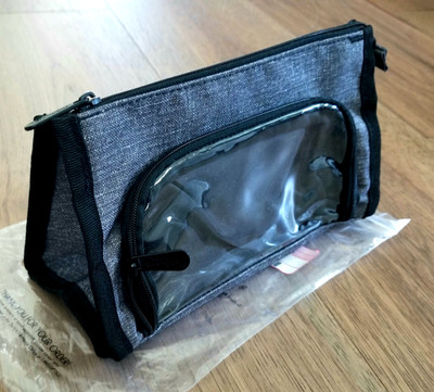 NEW!  Thirty One Get Creative Double Pouch Charcoal Crosshatch