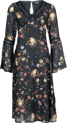 Jawbreaker Mittellanges Kleid Damen Garden Of Skull Midi Chiffon Dress
