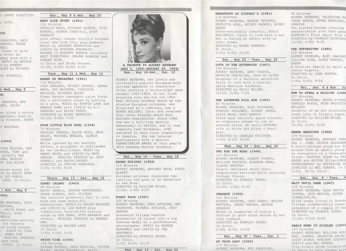 Gramercy Theater Grand Opening & Elizabeth Taylor Films Programs 1993 New York 