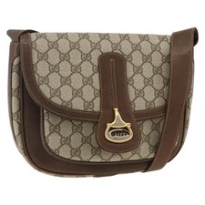 GUCCI GG Supreme Shoulder Bag PVC Gold Beige Auth ka3088