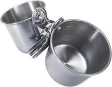 Bird Feeding Cups - Parrot Food Dish Stainless Steel Parrot Feeders Water Cage B