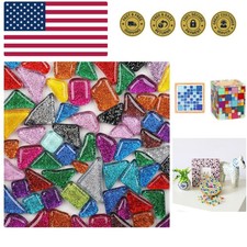 200g Mixed Color Mosaic Tiles Shine Crystal Mosaic Pieces Stained Glass Bulk ...