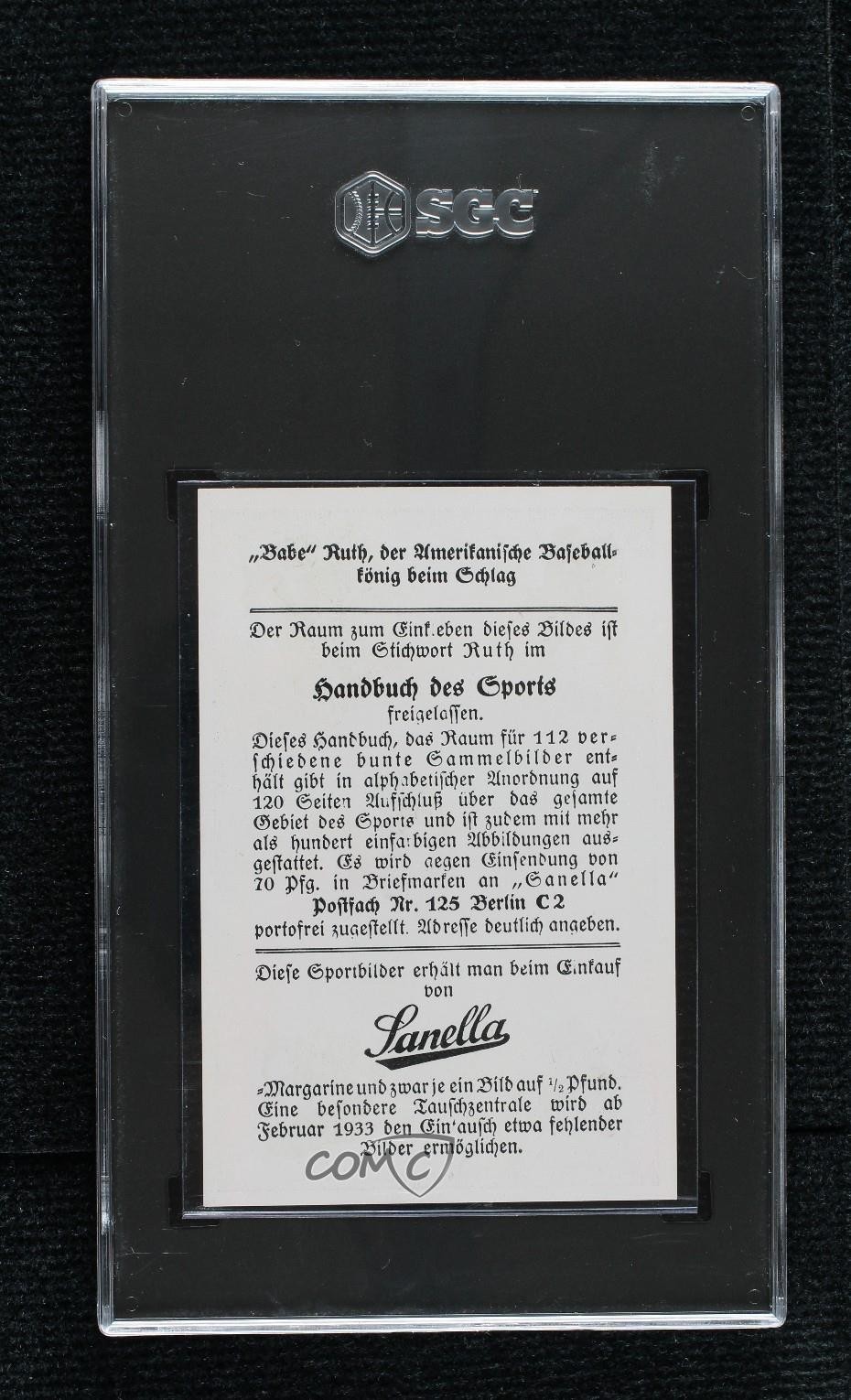 1932 Handbuch des Sports Sanella Logo Towards Bottom on Back Babe Ruth SGC 3 HOF view 2