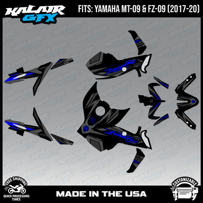 Graphics Kit for YAMAHA MT-09 and FZ-09 (2017-2020) Rugged - BLUE-SHIFT