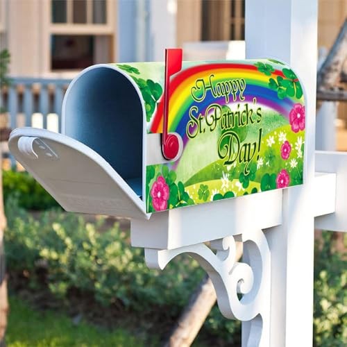  Happy St.Patrick's Day Shamrock Clover Floral Rainbow Decoration Mailbox 