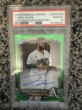 2025 Bowman Chrome Prospect Tommy White Green Ref /99 Auto PSA 10 Color Match