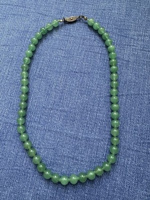 Jade Beaded Strand Necklace, Beaded Chain, Lobster Clasp