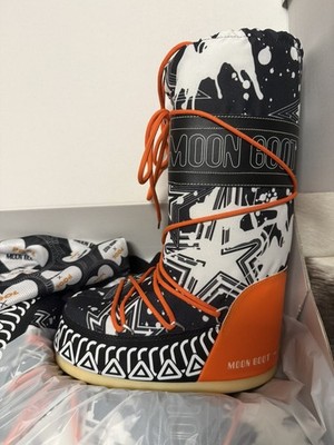 MOON BOOT Icon Retrobiker Boot 14028600-004 M Patch Women Size 39/41