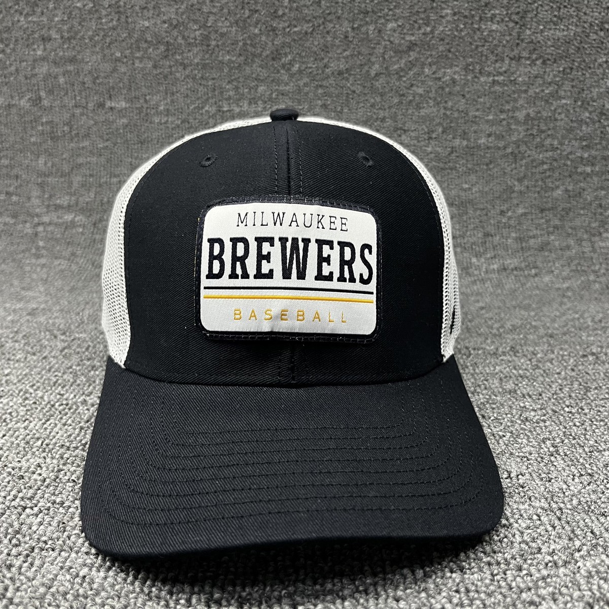 '47 Brand Milwaukee Brewers Trucker Snapback Hat Black White Mesh Baseball Cap
