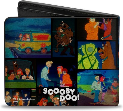 Vegan Bi-Fold Wallet - Scooby Doo & Shaggy Pose Scene Blocks + Scooby Doo!