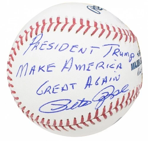 Pete Rose signed MLB baseball JSA certified "Mr Trump Make America Great Again"