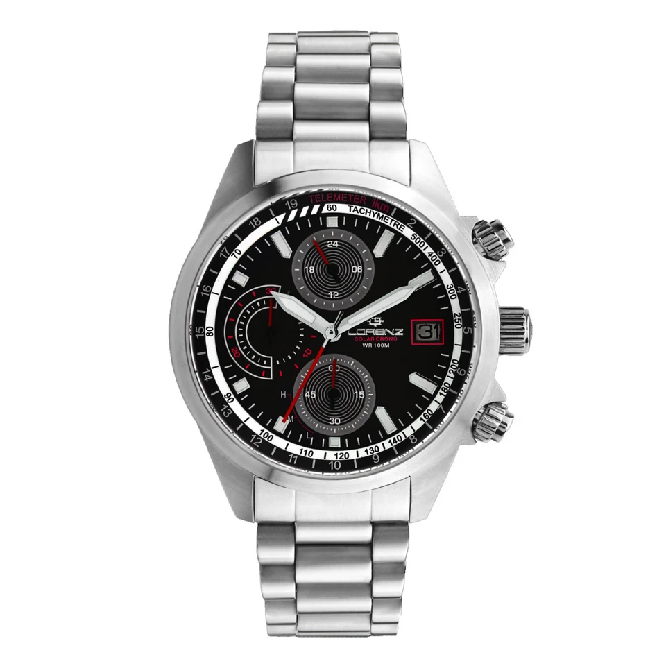 Lorenz Solar Crono 030253AA Cronografo da uomo in acciaio inox a carica solare