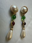 Vintage Les Bernard Signed Faux Pearl Dangly Clip-on Earrings — photo 6