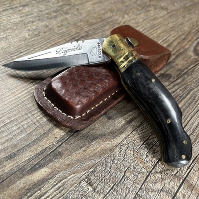 RARE Laguiole 440-600LH Folding Knife Brass Bolster Horn/Bone w